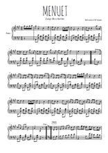 Téléchargez l'arrangement pour piano de la partition de Menuet en PDF